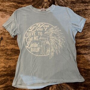 Authentic Original Vintage Style Light Blue Graphic Crewneck Tee